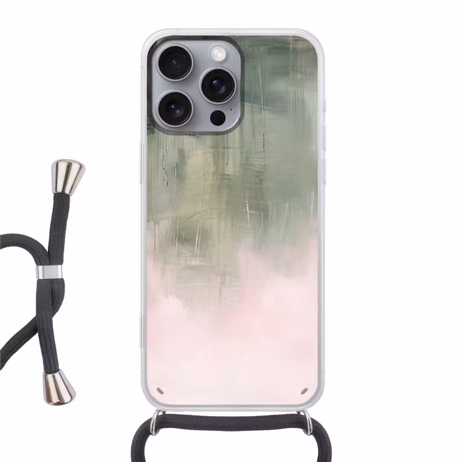 Telefoonhoesje met koord - Kunst - Abstract - Modern - Groen - Roze — 1