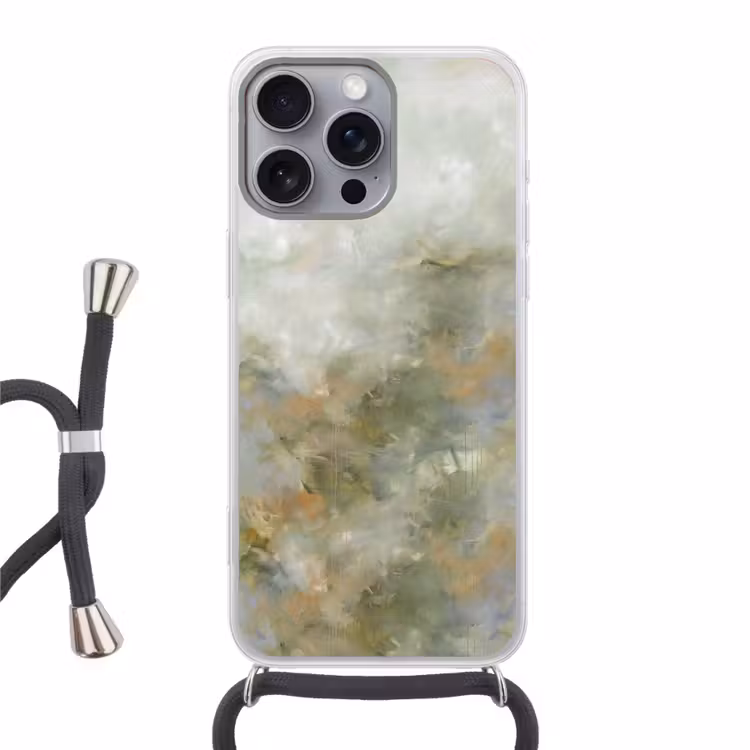 Telefoonhoesje met koord - Abstract - Groen - Beige - Modern - Kunst — 1
