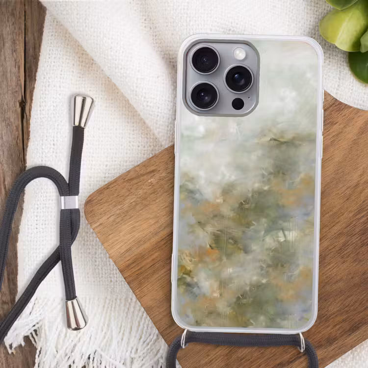 Telefoonhoesje met koord - Abstract - Groen - Beige - Modern - Kunst — 3