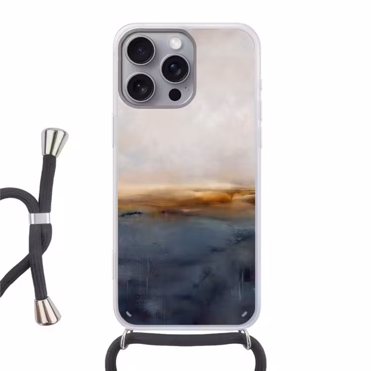 Telefoonhoesje met koord - Abstract - Horizon - Water - Modern - Beige — 1