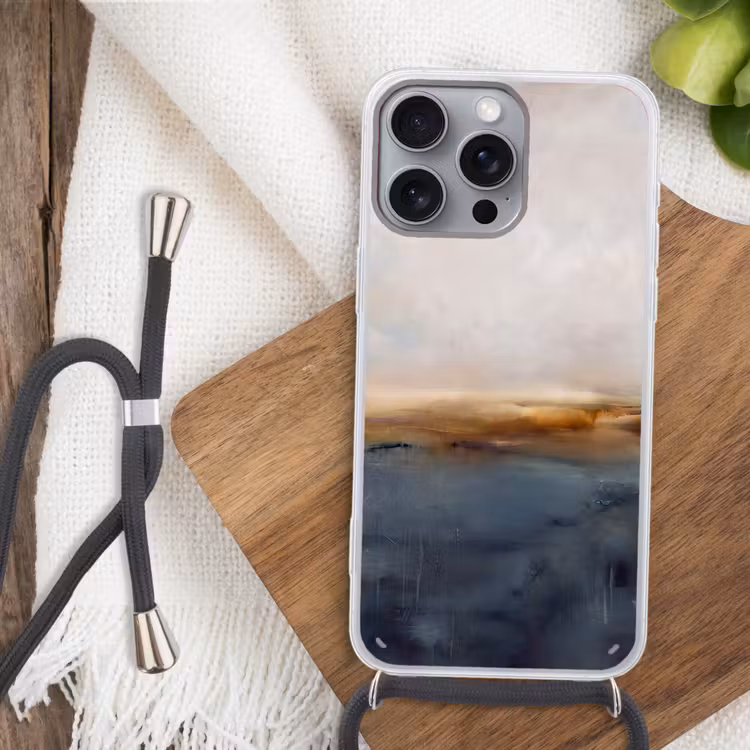 Telefoonhoesje met koord - Abstract - Horizon - Water - Modern - Beige — 3