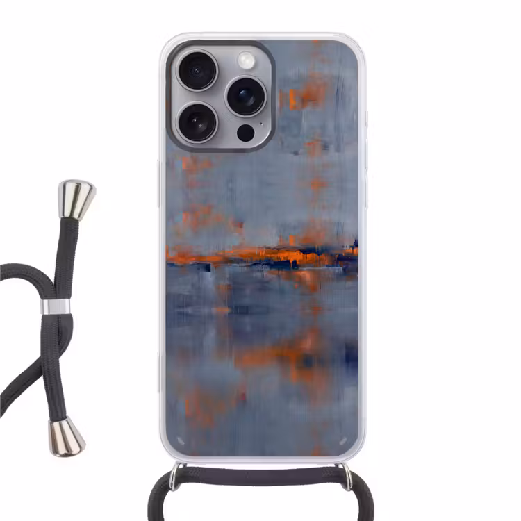 Telefoonhoesje met koord - Abstract - Kleuren - Modern - Oranje - Grijs — 1