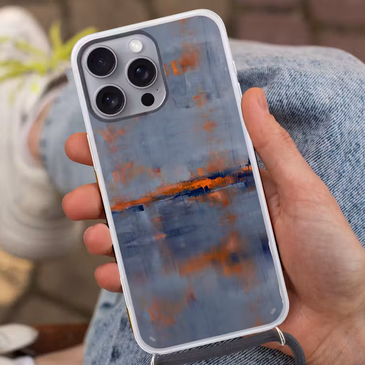Telefoonhoesje met koord - Abstract - Kleuren - Modern - Oranje - Grijs — 2