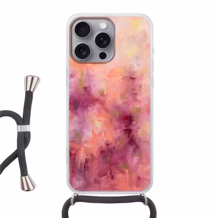 Telefoonhoesje met koord - Abstract - Kleuren - Modern - Roze - Paars — 1