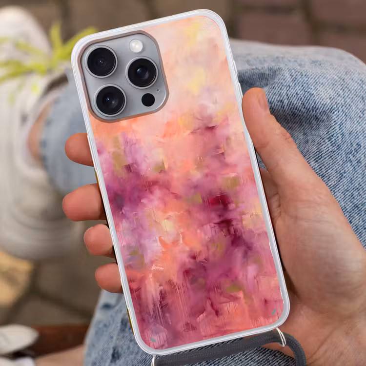Telefoonhoesje met koord - Abstract - Kleuren - Modern - Roze - Paars — 2