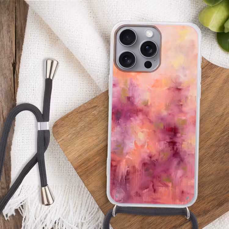 Telefoonhoesje met koord - Abstract - Kleuren - Modern - Roze - Paars — 3