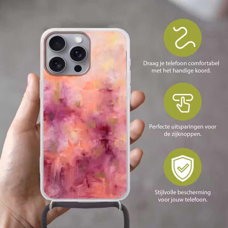 Telefoonhoesje met koord - Abstract - Kleuren - Modern - Roze - Paars — 4
