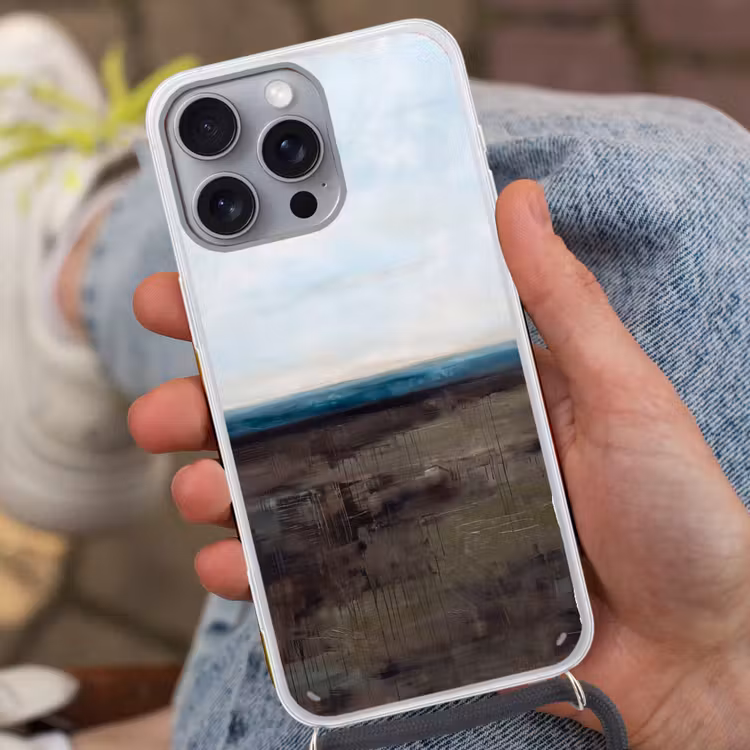 Telefoonhoesje met koord - Abstract - Landschap - Horizon - Blauw - Modern — 2