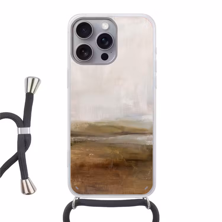 Telefoonhoesje met koord - Abstract - Landschap - Natuur - Beige - Bruin — 1