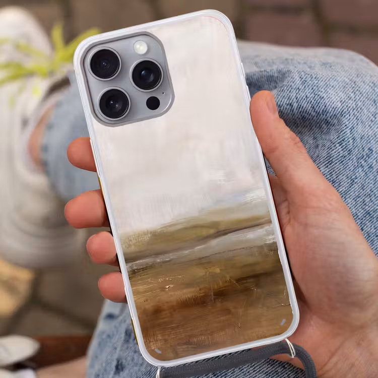 Telefoonhoesje met koord - Abstract - Landschap - Natuur - Beige - Bruin — 2
