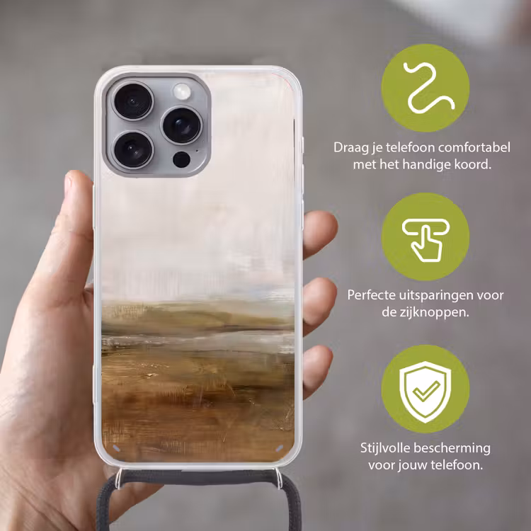 Telefoonhoesje met koord - Abstract - Landschap - Natuur - Beige - Bruin — 4