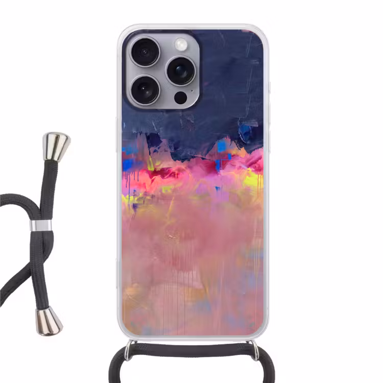 Telefoonhoesje met koord - Abstract - Textuur - Kleuren - Modern - Roze — 1