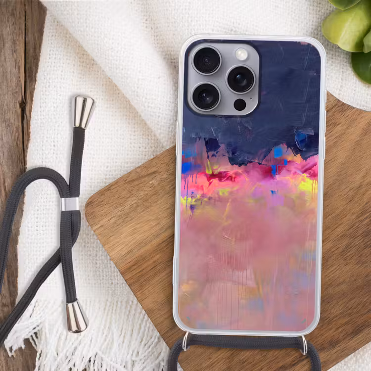 Telefoonhoesje met koord - Abstract - Textuur - Kleuren - Modern - Roze — 3