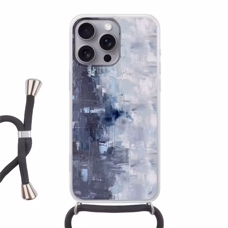 Telefoonhoesje met koord - Abstract - Textuur - Kunst - Modern - Blauw — 1