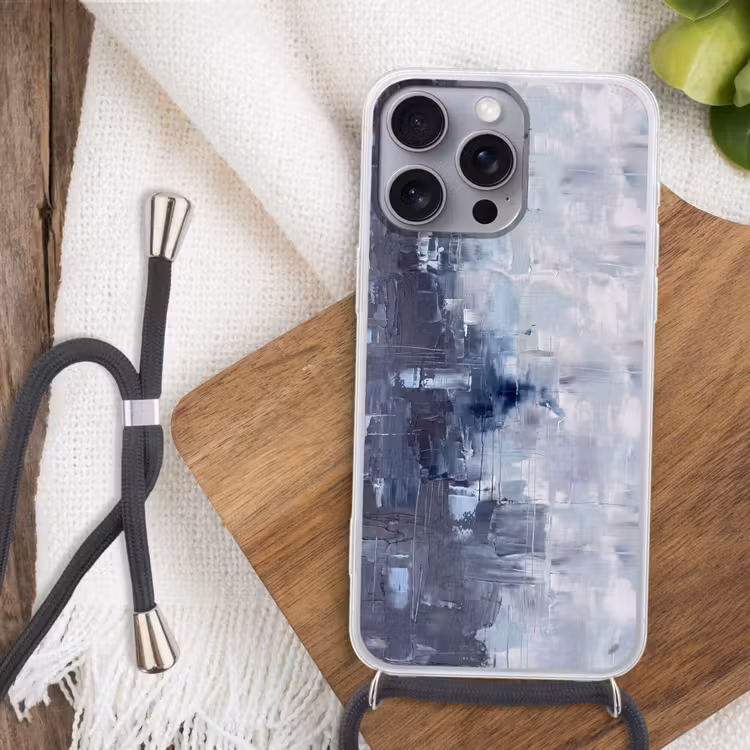 Telefoonhoesje met koord - Abstract - Textuur - Kunst - Modern - Blauw — 3