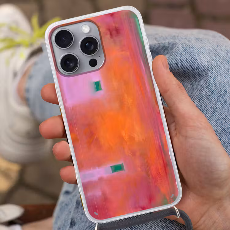 Telefoonhoesje met koord - Abstract - Vlakken - Kunst - Modern - Oranje — 2