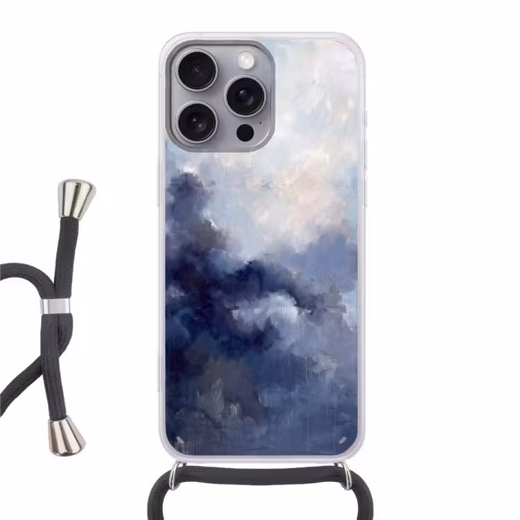 Telefoonhoesje met koord - Abstract - Wolken - Modern - Blauw - Kunst — 1