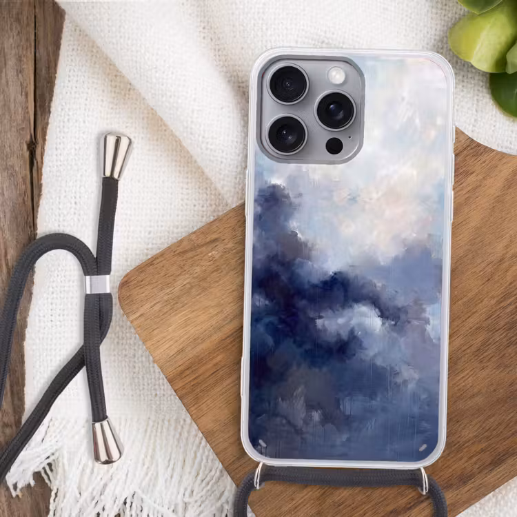 Telefoonhoesje met koord - Abstract - Wolken - Modern - Blauw - Kunst — 3