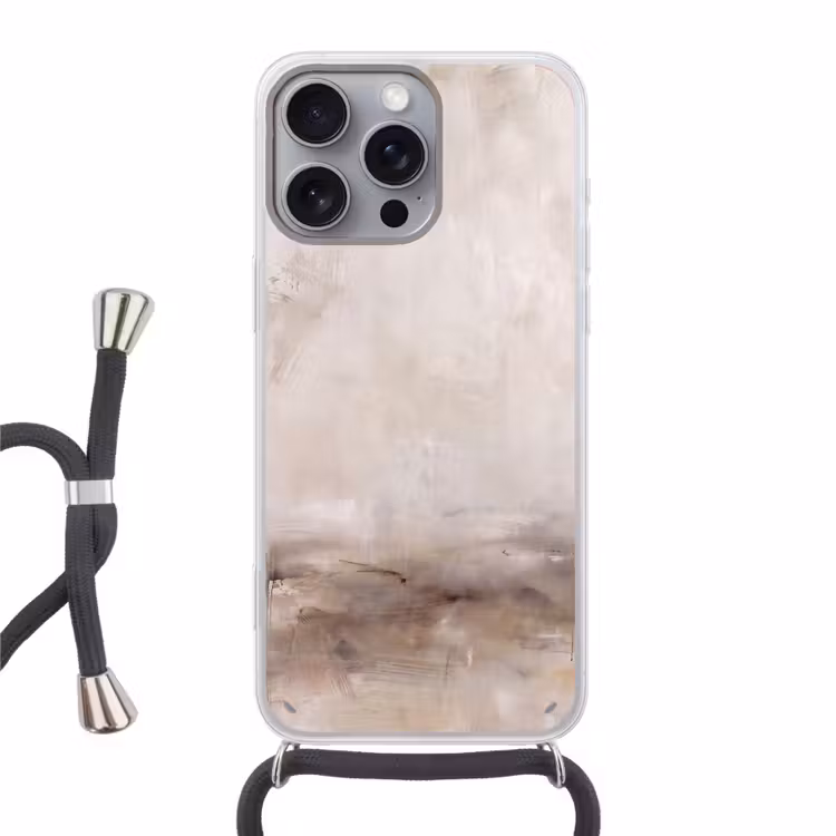 Telefoonhoesje met koord - Abstrakt - Landschap - Modern - Beige - Kunst — 1