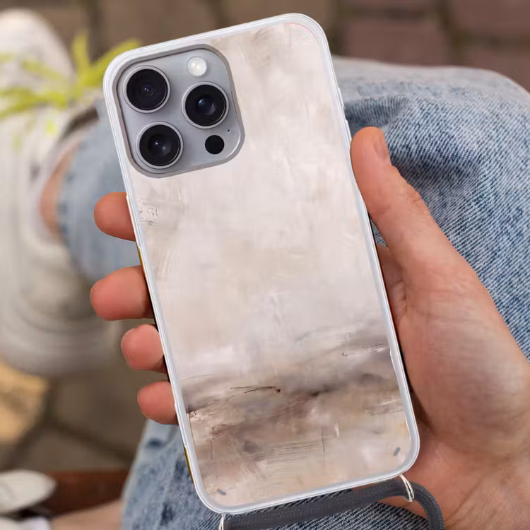 Telefoonhoesje met koord - Abstrakt - Landschap - Modern - Beige - Kunst — 2