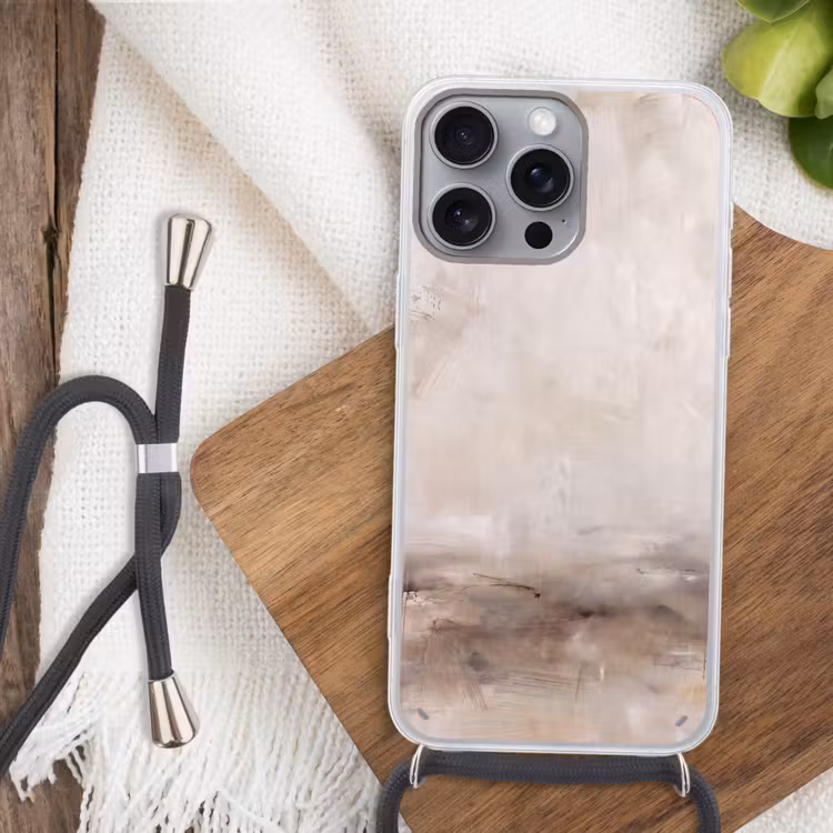 Telefoonhoesje met koord - Abstrakt - Landschap - Modern - Beige - Kunst — 3