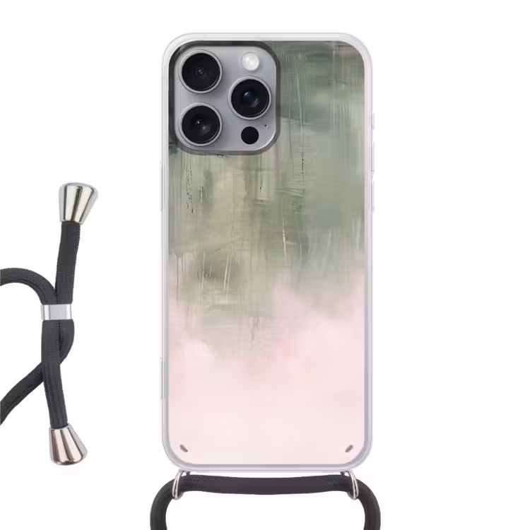Telefoonhoesje met koord - Kunst - Abstract - Modern - Groen - Roze — 1