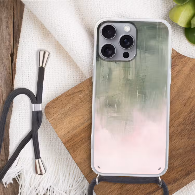 Telefoonhoesje met koord - Kunst - Abstract - Modern - Groen - Roze — 3