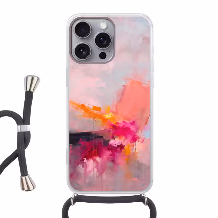 Telefoonhoesje met koord - Abstract - Kleurrijk - Modern - Roze — 1