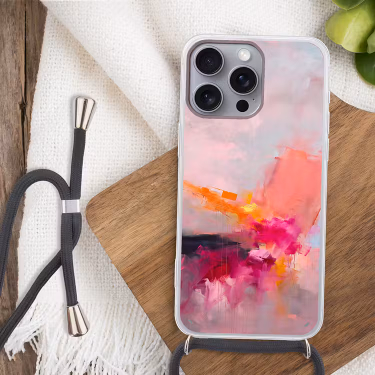 Telefoonhoesje met koord - Abstract - Kleurrijk - Modern - Roze — 3