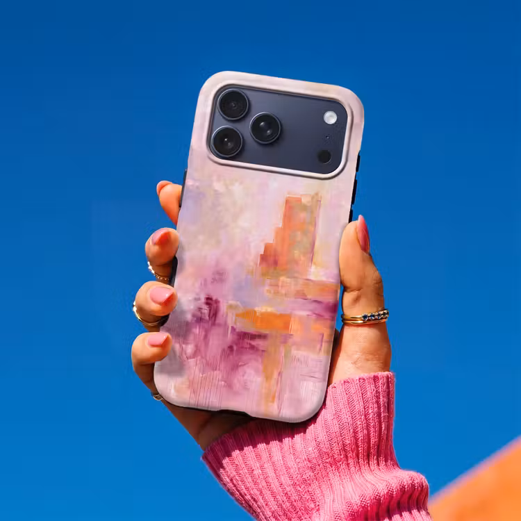 Telefoonhoesje Toughcase - Abstract - Borstelstreken - Kunst - Paars - Goud — 2