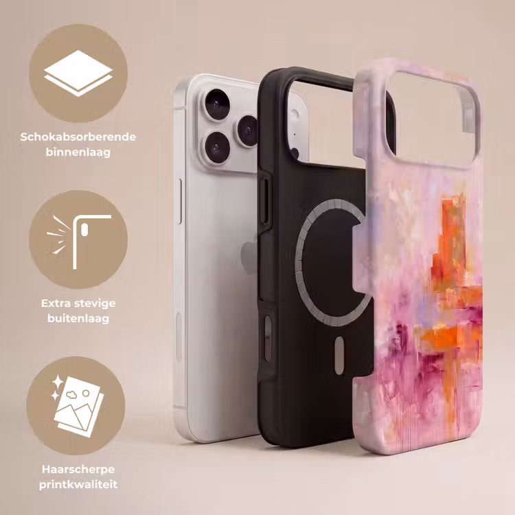 Telefoonhoesje Toughcase - Abstract - Borstelstreken - Kunst - Paars - Goud — 3