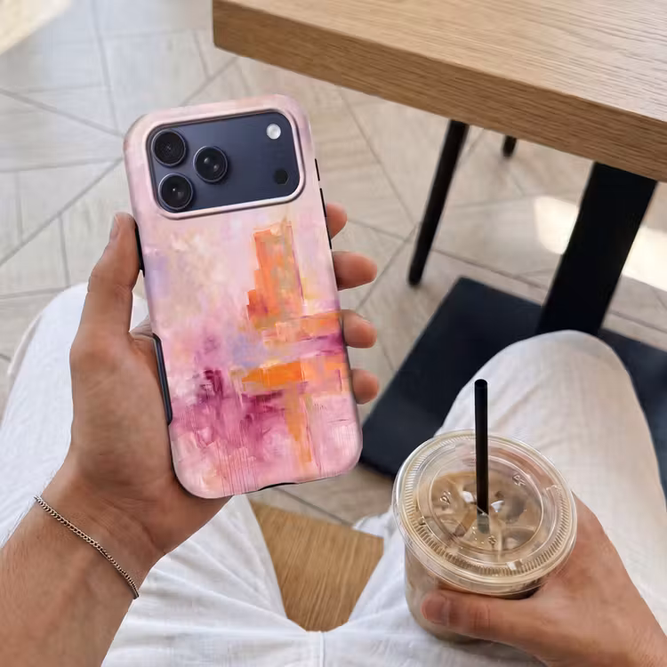 Telefoonhoesje Toughcase - Abstract - Borstelstreken - Kunst - Paars - Goud — 4