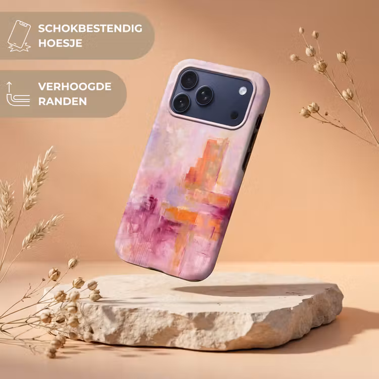Telefoonhoesje Toughcase - Abstract - Borstelstreken - Kunst - Paars - Goud — 5