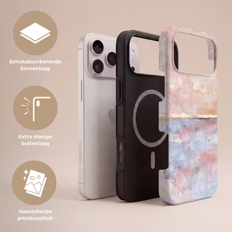 Telefoonhoesje Toughcase - Abstract - Horizontaal - Kunst - Roze - Goud — 3