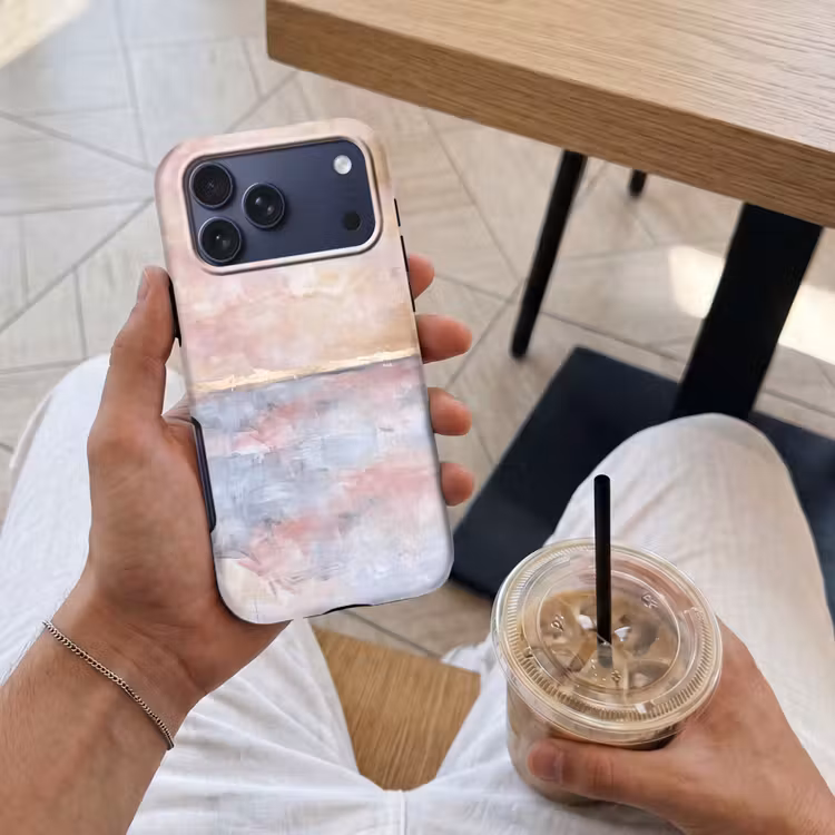 Telefoonhoesje Toughcase - Abstract - Horizontaal - Kunst - Roze - Goud — 4