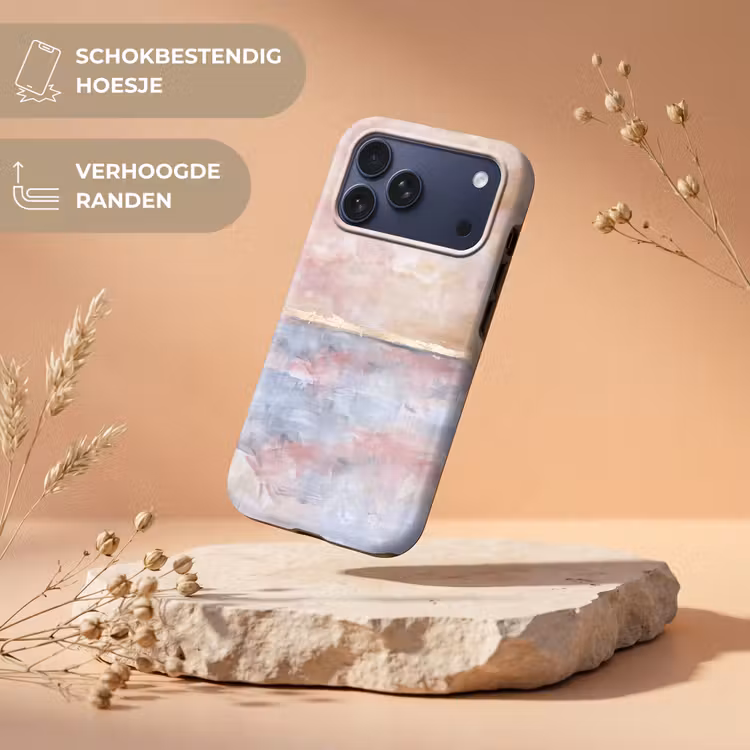 Telefoonhoesje Toughcase - Abstract - Horizontaal - Kunst - Roze - Goud — 5