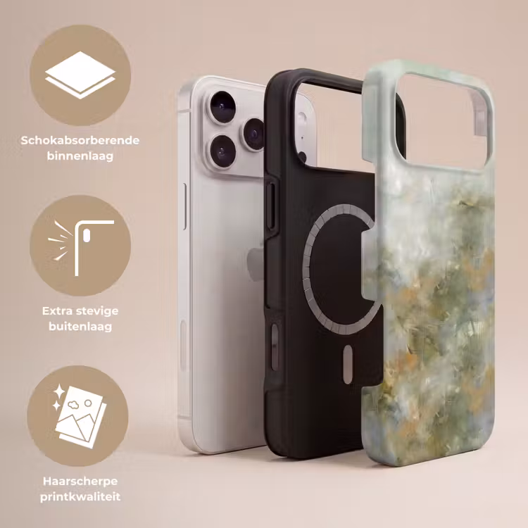 Telefoonhoesje Toughcase - Abstract - Groen - Beige - Modern - Kunst — 3
