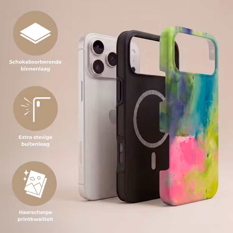 Telefoonhoesje Toughcase - Abstract - Kleuren - Modern - Groen - Roze — 3