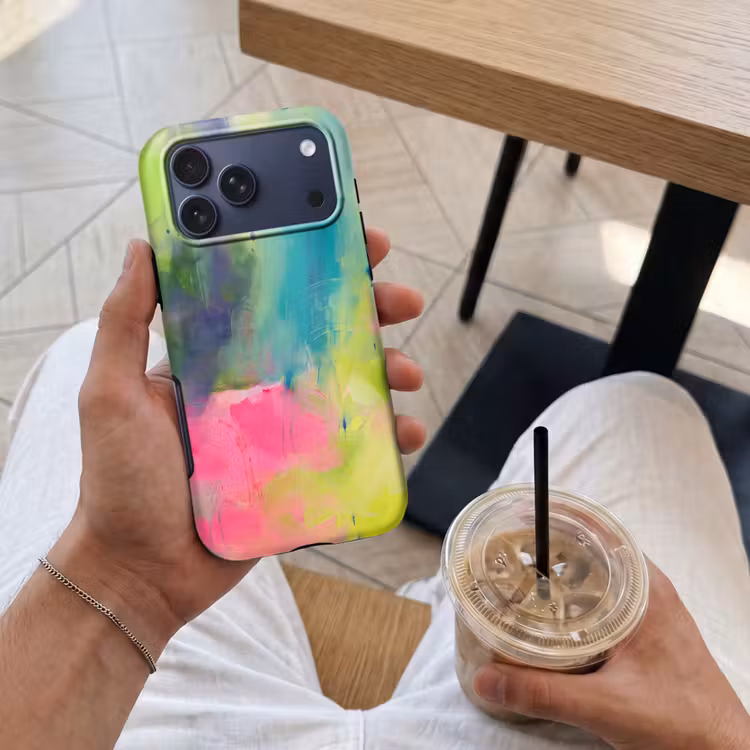 Telefoonhoesje Toughcase - Abstract - Kleuren - Modern - Groen - Roze — 4