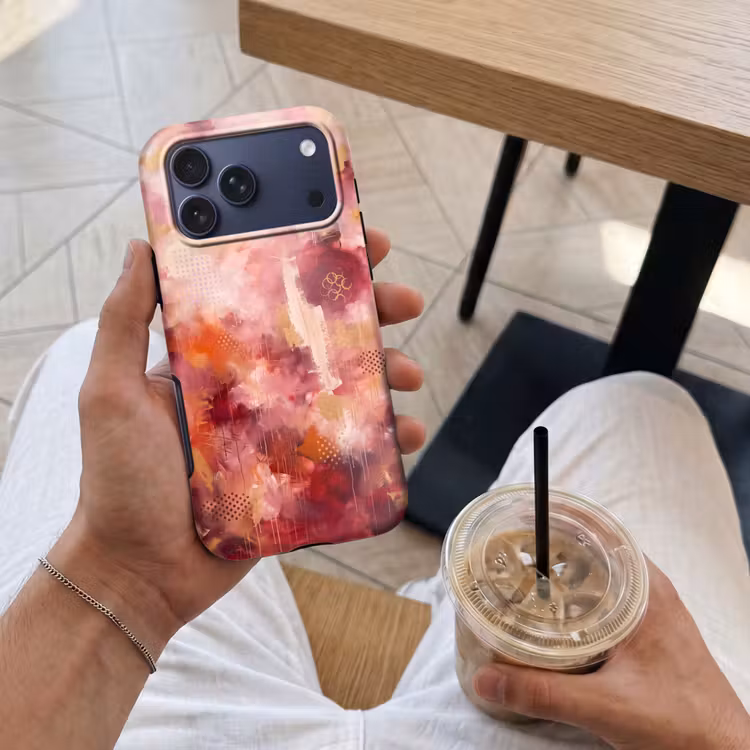 Telefoonhoesje Toughcase - Abstract - Rood - Goud - Modern - Kunst — 4