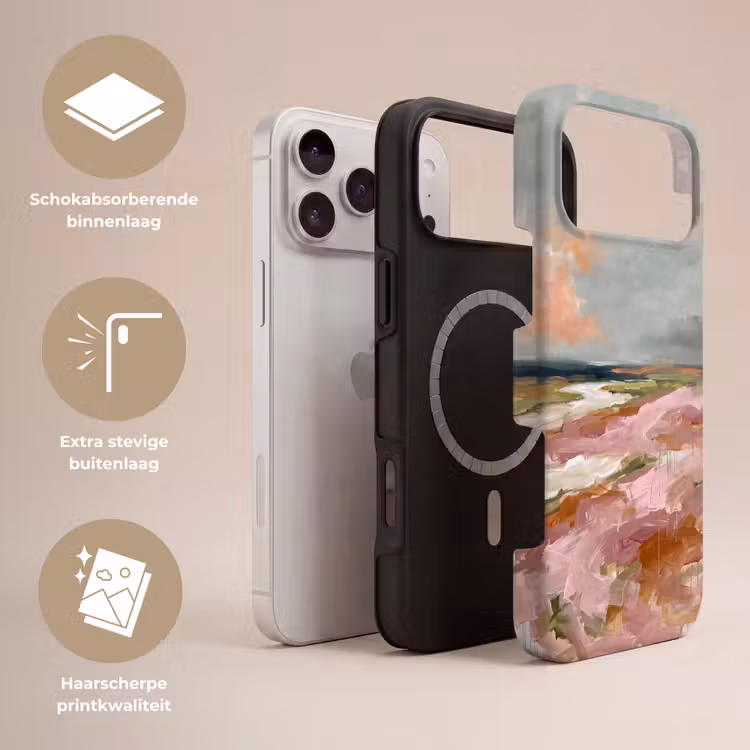 Telefoonhoesje Toughcase - Landschap - Rivier - Abstract - Roze - Groen — 3