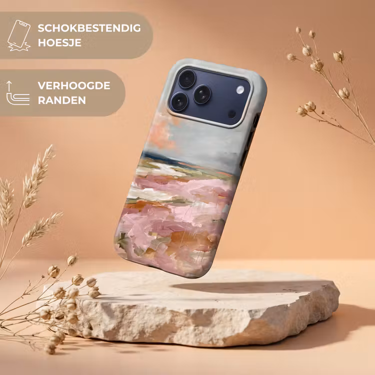 Telefoonhoesje Toughcase - Landschap - Rivier - Abstract - Roze - Groen — 5