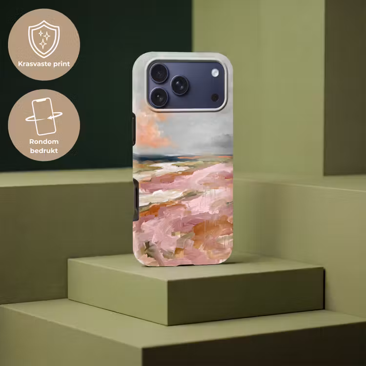 Telefoonhoesje Toughcase - Landschap - Rivier - Abstract - Roze - Groen — 7