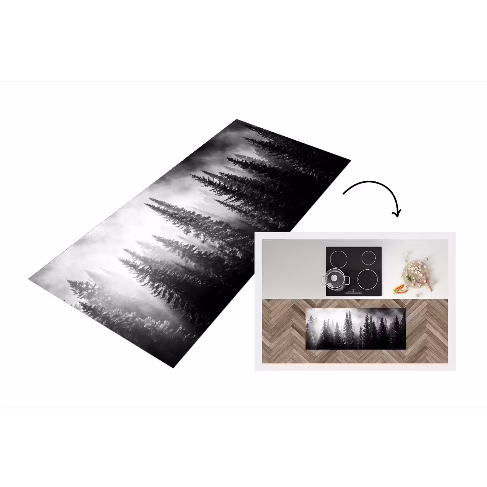 Keukenloper - Bos - Mist - Winter - Monochroom - Natuur — 1