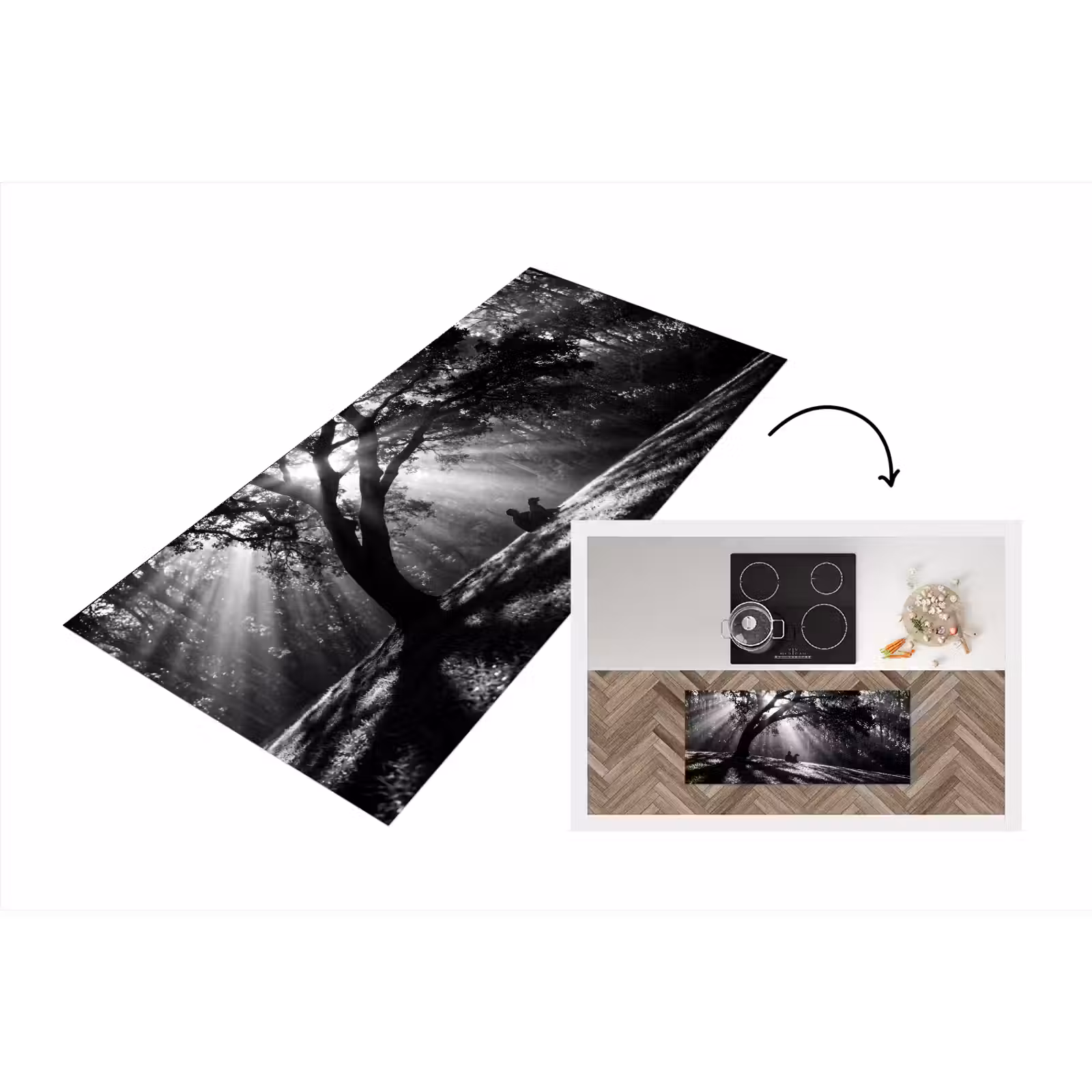 Keukenloper - Mens - Hond - Natuur - Zwart-wit - Silhouet — 1