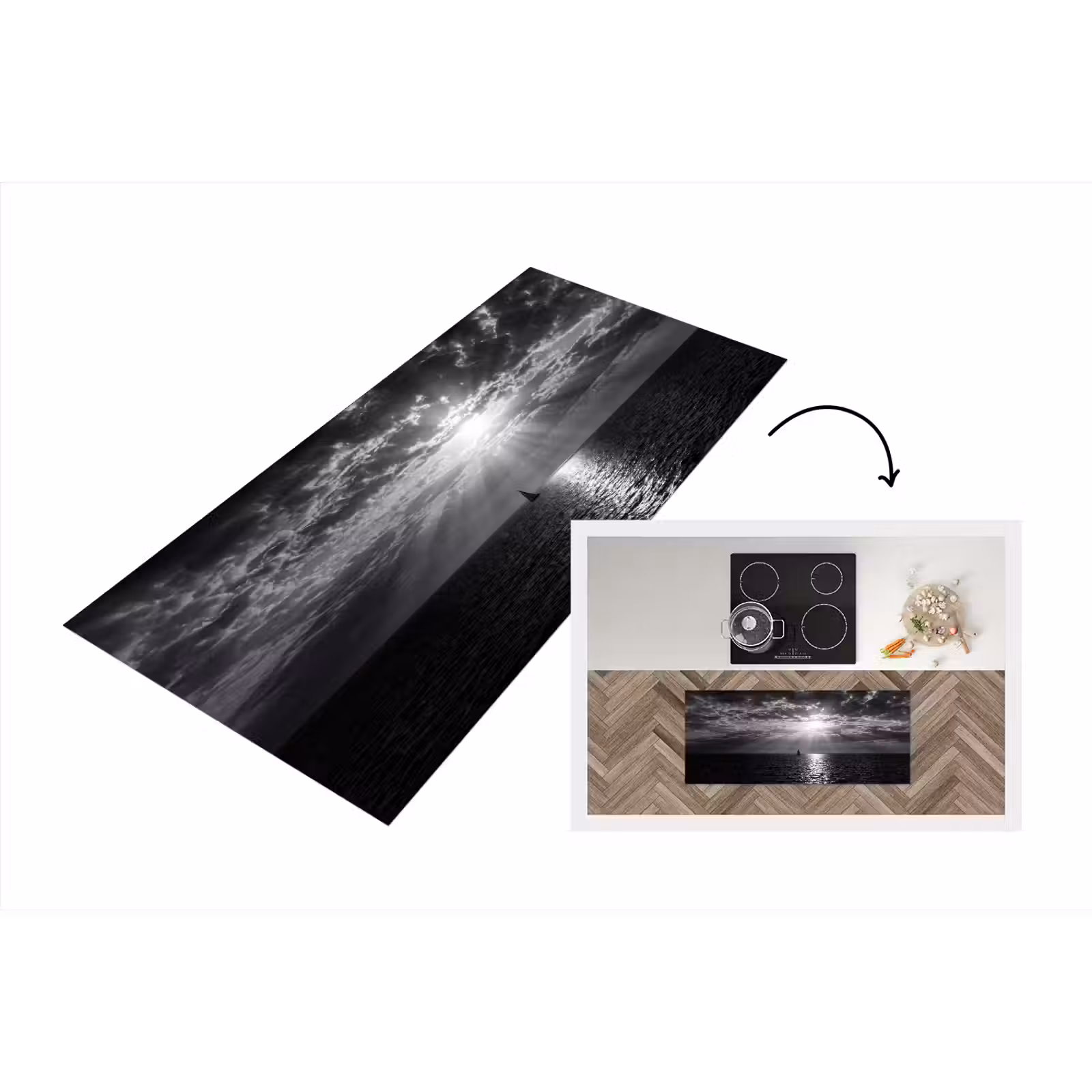 Keukenloper - Water - Boot - Lucht - Natuur - Zwart-wit — 1