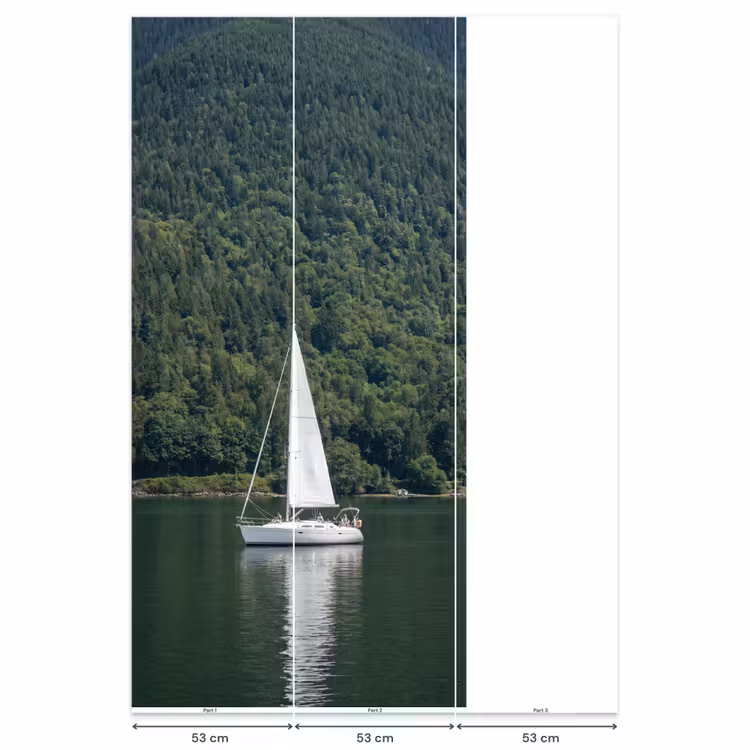 Behang - Zeilboot - Water - Bergen - Natuur - Groen — 6