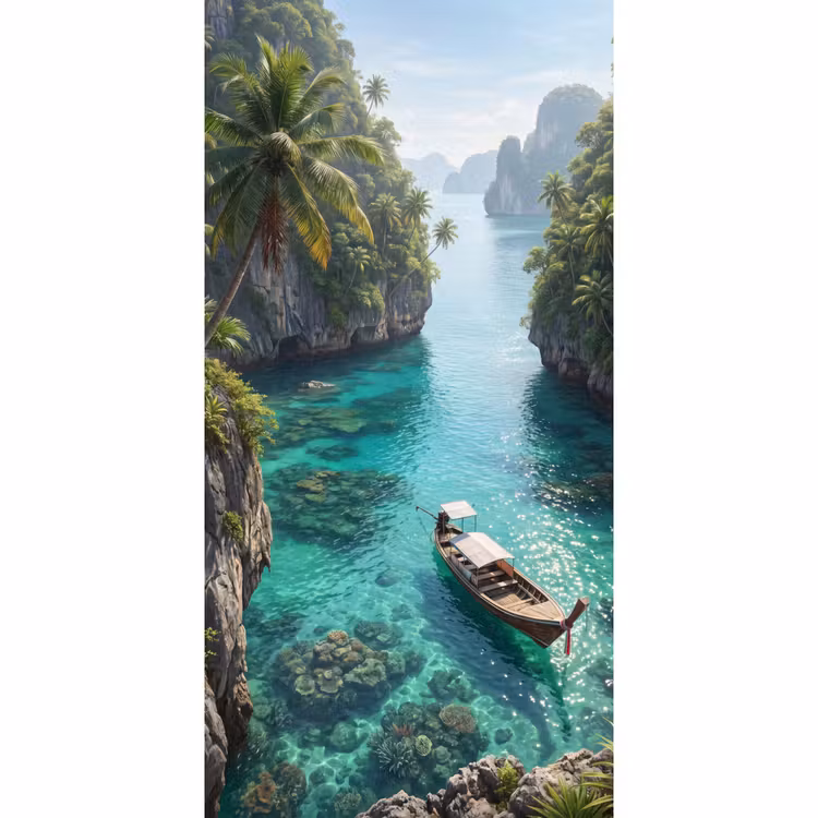 Behang - Eiland - Tropisch - Water - Palmbomen - Natuur — 2