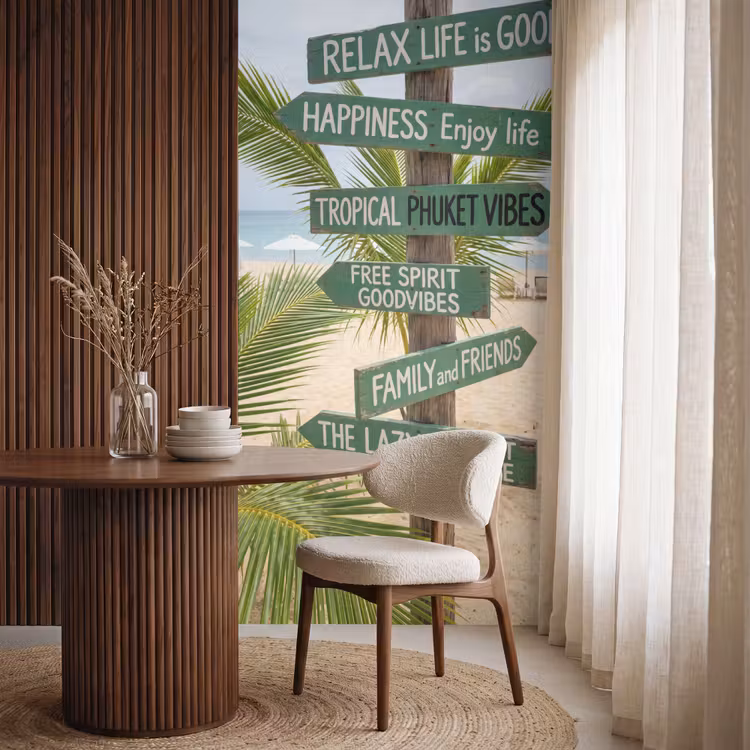 Behang - Strand - Wegwijzer - Palmen - Tropisch - Groen — 4