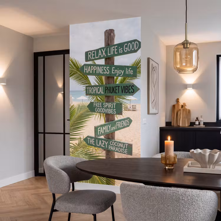 Behang - Strand - Wegwijzer - Palmen - Tropisch - Groen — 5